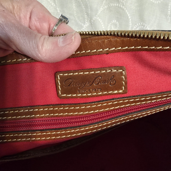 Dooney & Bourke Navy and Tan Leather Satchel - Picture 9 of 10